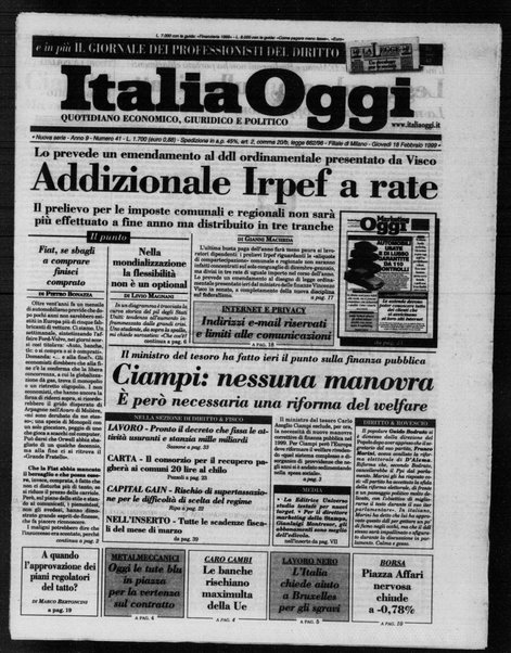 Italia oggi : quotidiano di economia finanza e politica